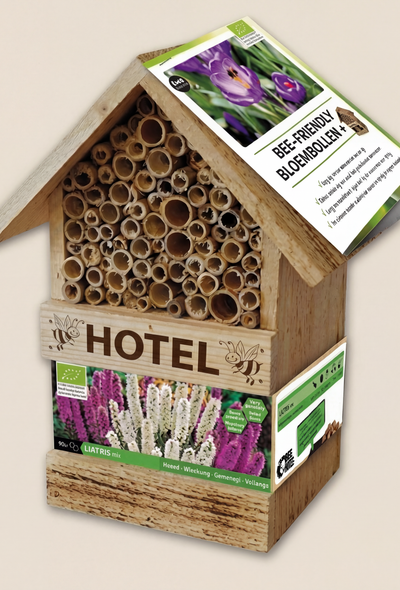 Bienenhotel mit Liatris-Zwiebeln
