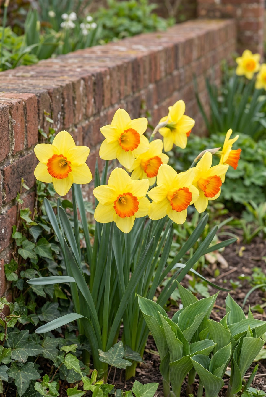 Narcissus Bantam — bloemgroep in het voorjaarslicht