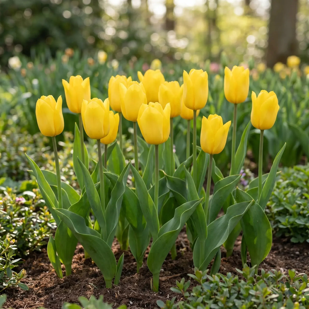 Tulipa Strong Gold natural garden angle