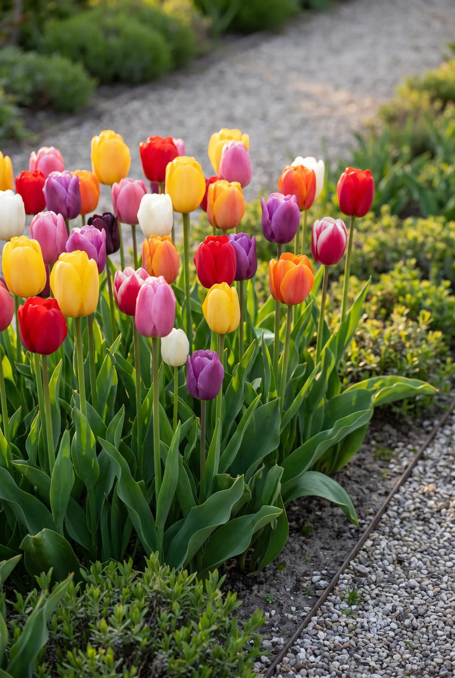Tulipa Triumph Mixed — in de border