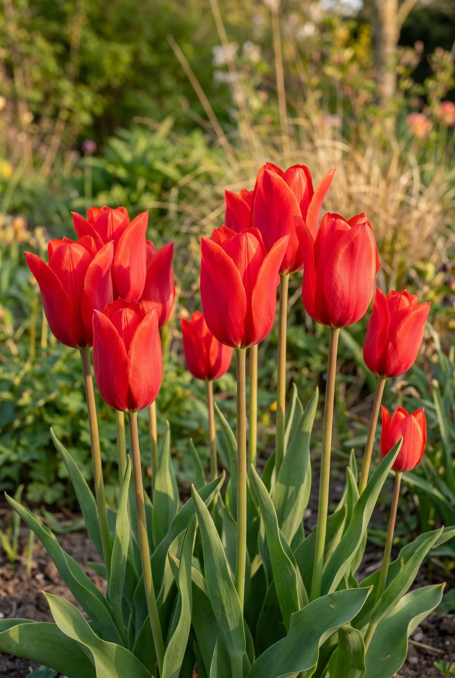 Tulipa Red Emperor — in de tuin