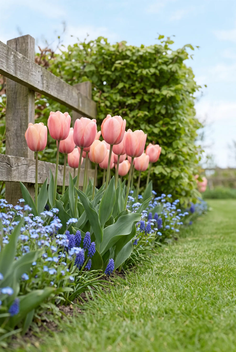 Tulipa Salmon Impression — groep in de tuinborder