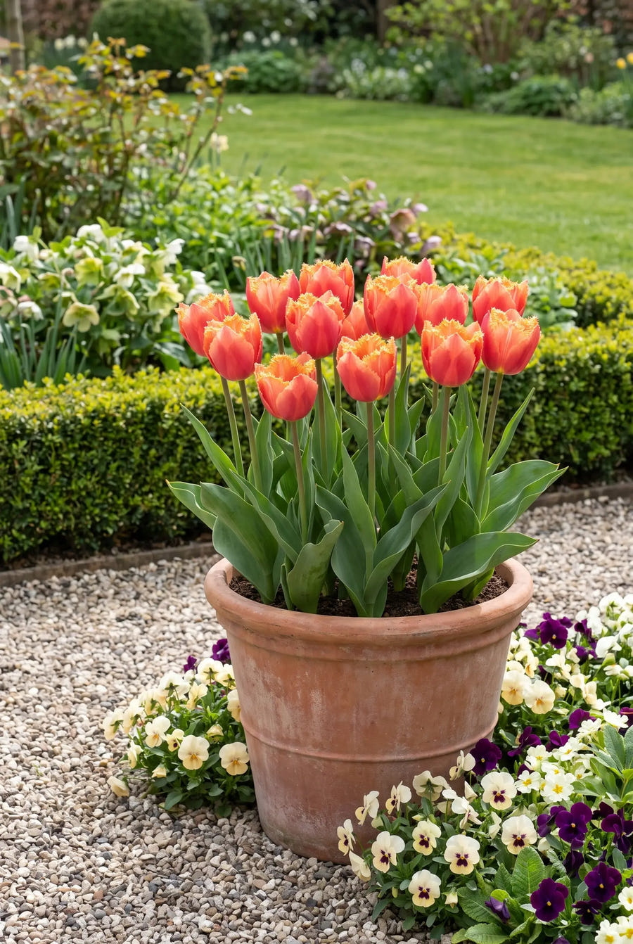 Tulipa Lambada — in pot op terras