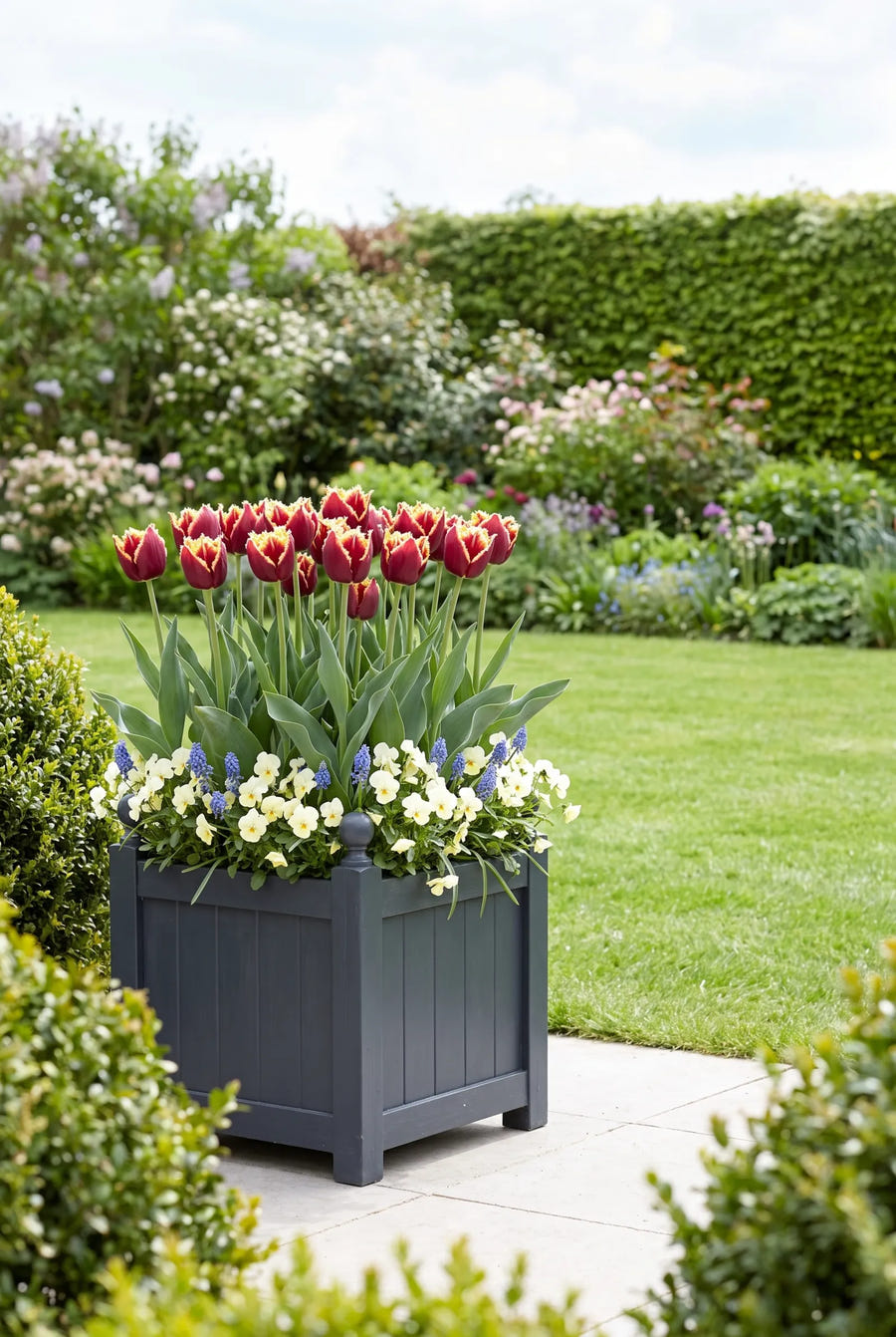 Tulipa Mercure — in pot op terras