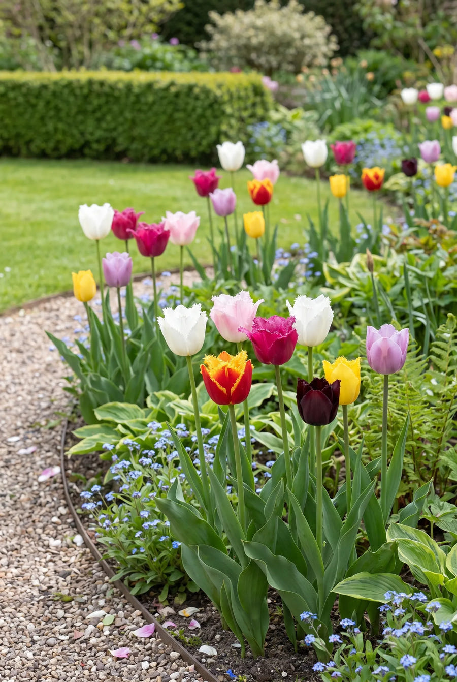 Tulipa Fringed Mixed — in de tuin