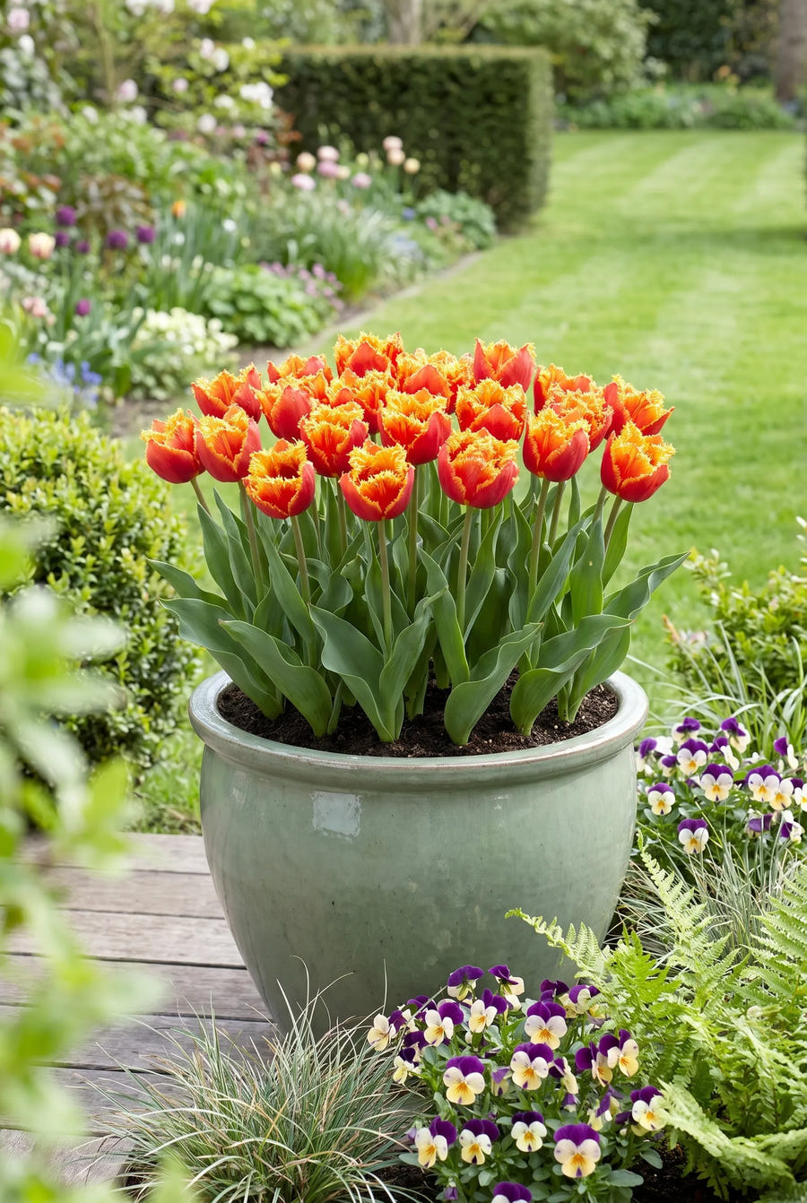 Tulipa Gold Dust — in pot op terras