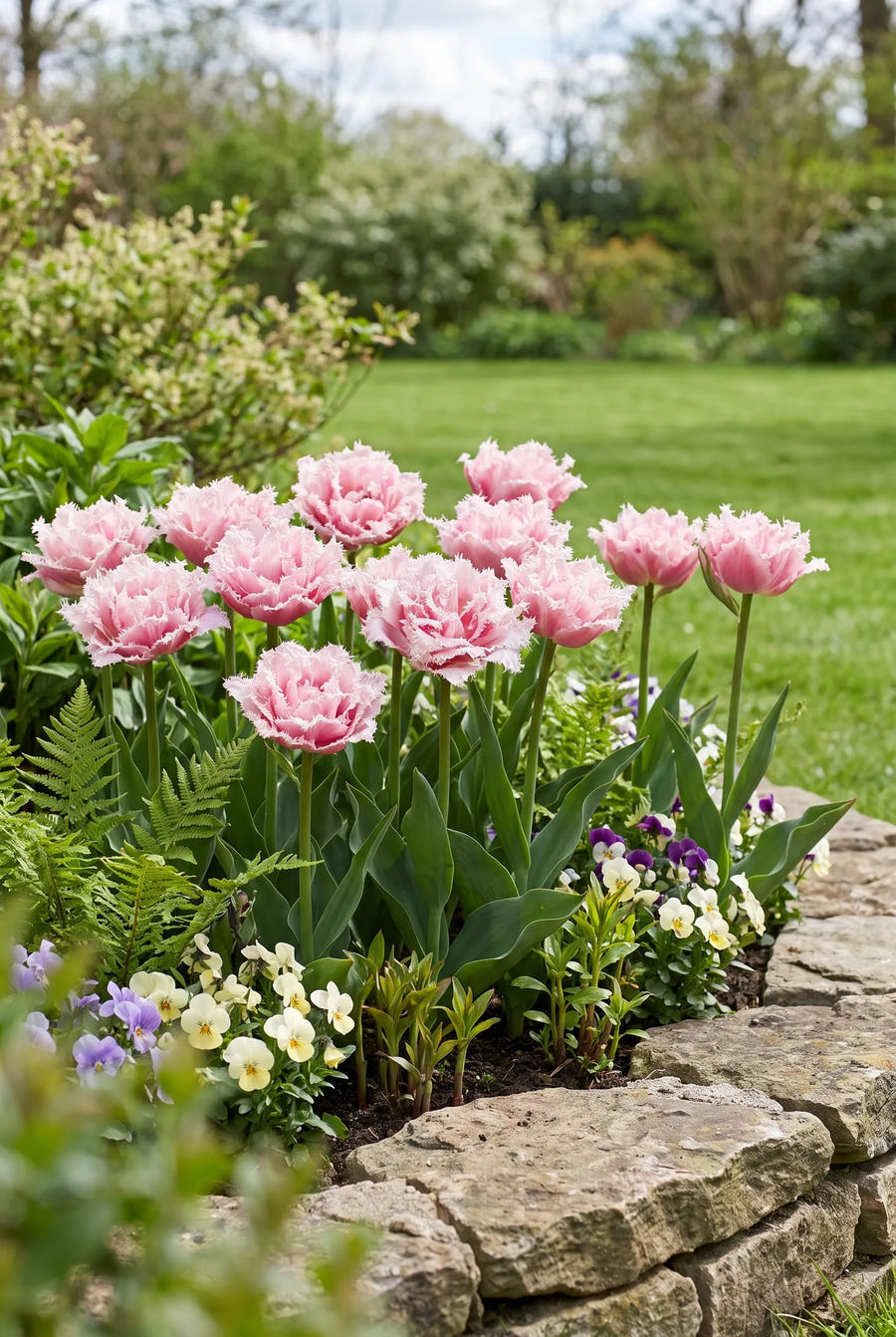 Tulipa Queensland — groep in de tuinborder