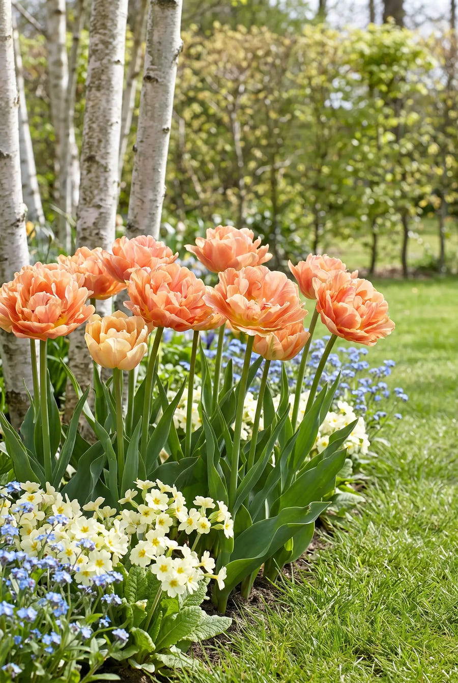 Tulipa Charming Beauty — groep in de tuinborder