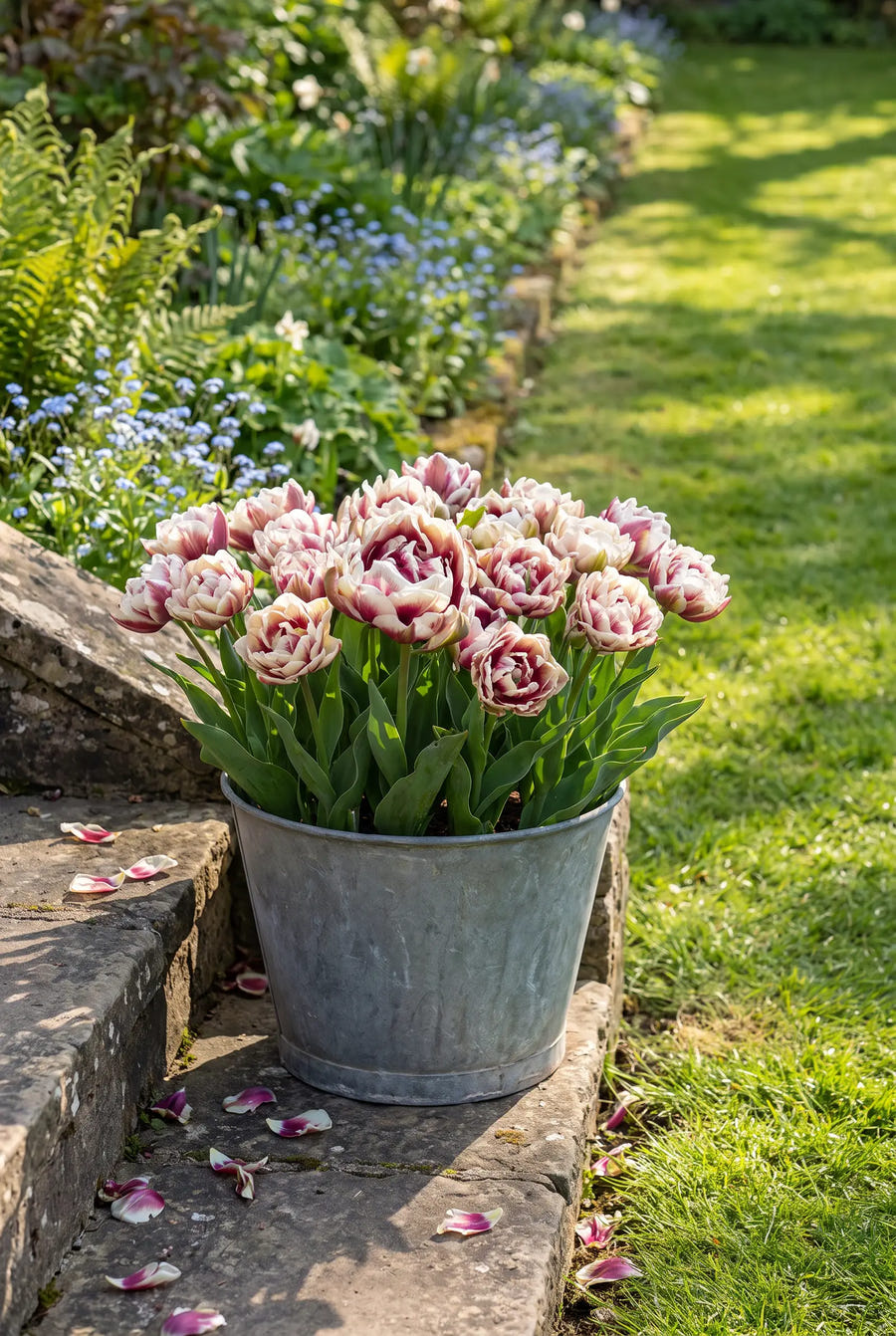Tulipa Wyndham — in pot op terras