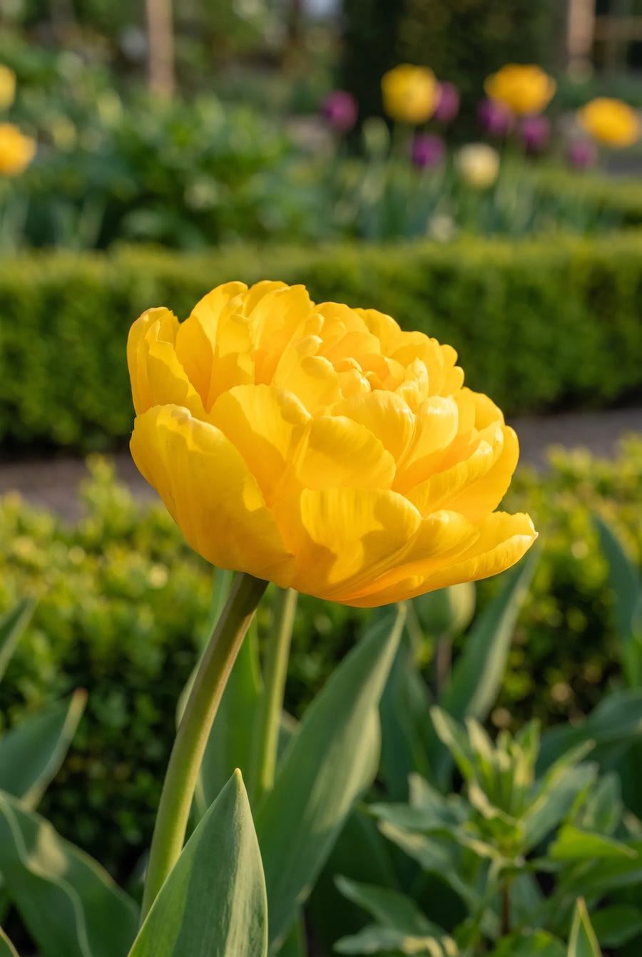 Tulipa Yellow Pomponette — close-up van de bloem