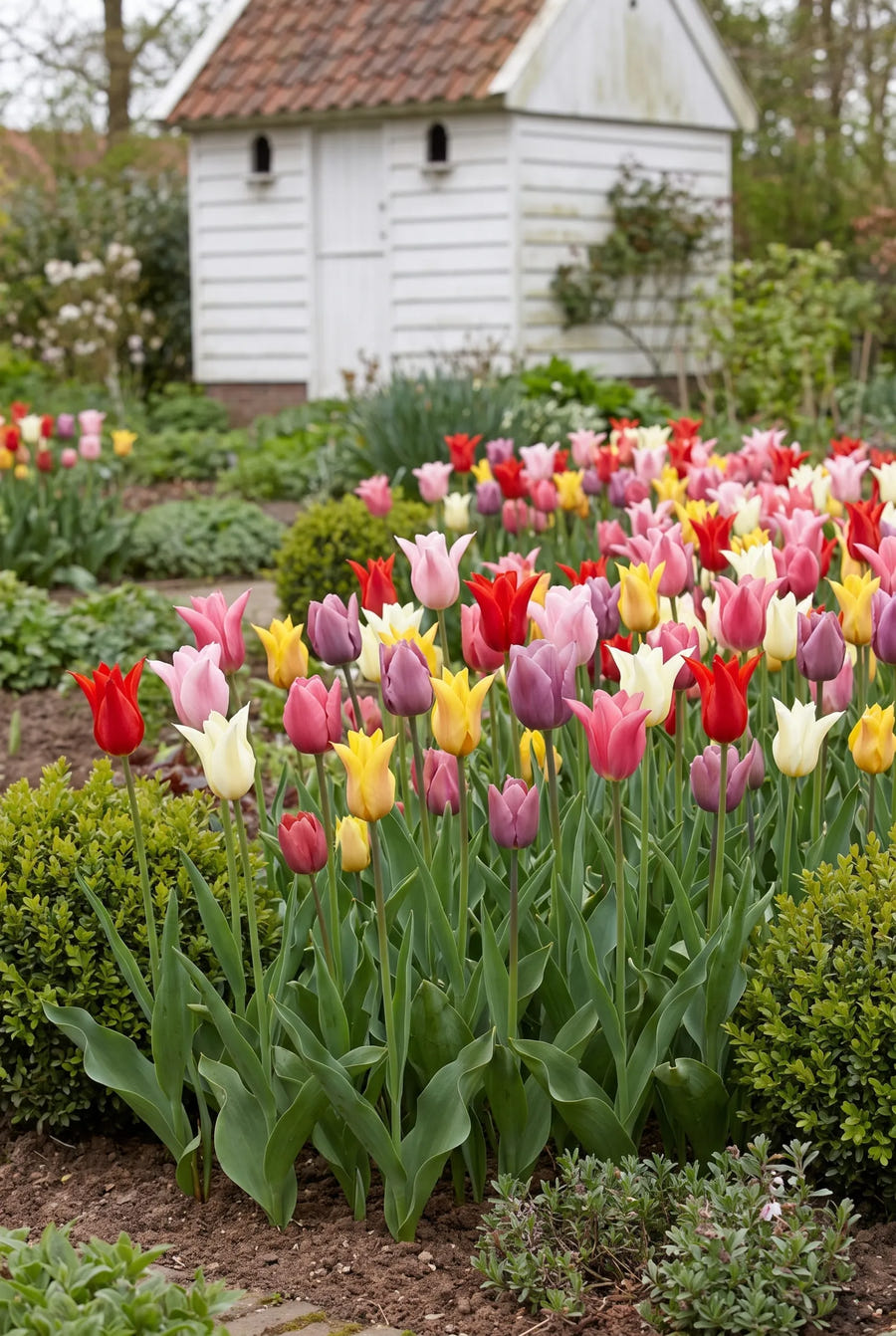 Tulipa Lilyflowering Mixed — in de border