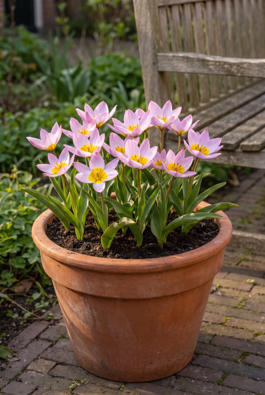 Tulipa Bakeri Lilac Wonder — in pot op terras