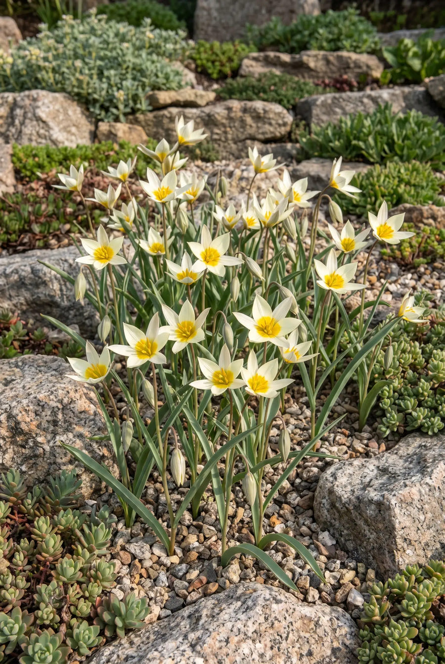 Tulipa Turkestanica — in de border
