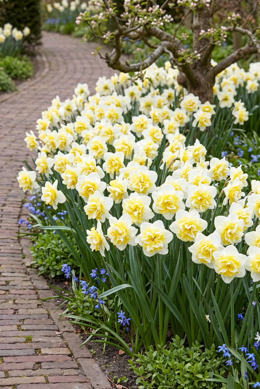 Narcissus Ice King — groep in de tuinborder