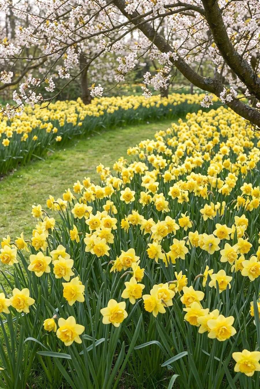 Narcissus Milena — groep in de tuinborder