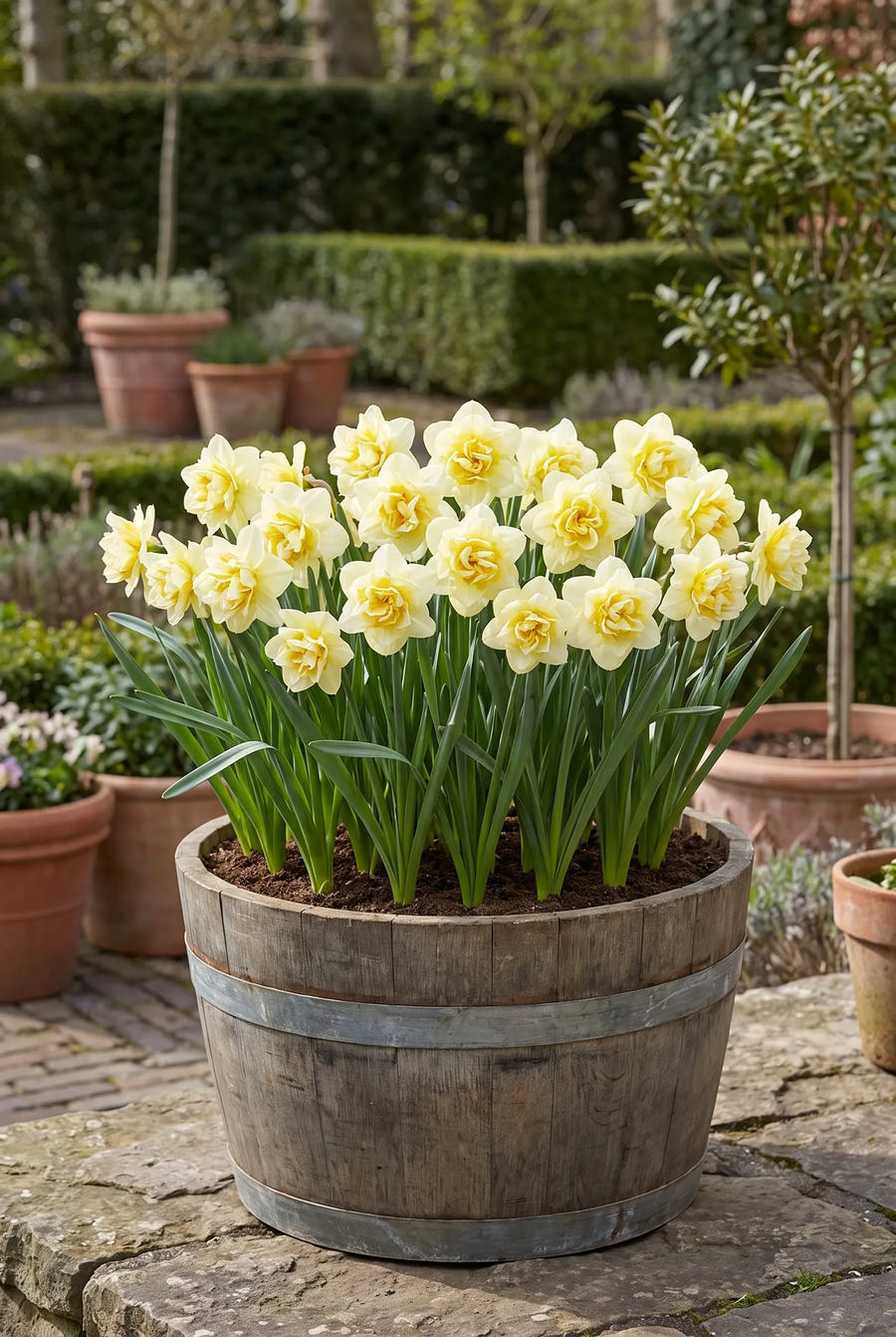 Narcissus Romantic Paradise — in pot op terras