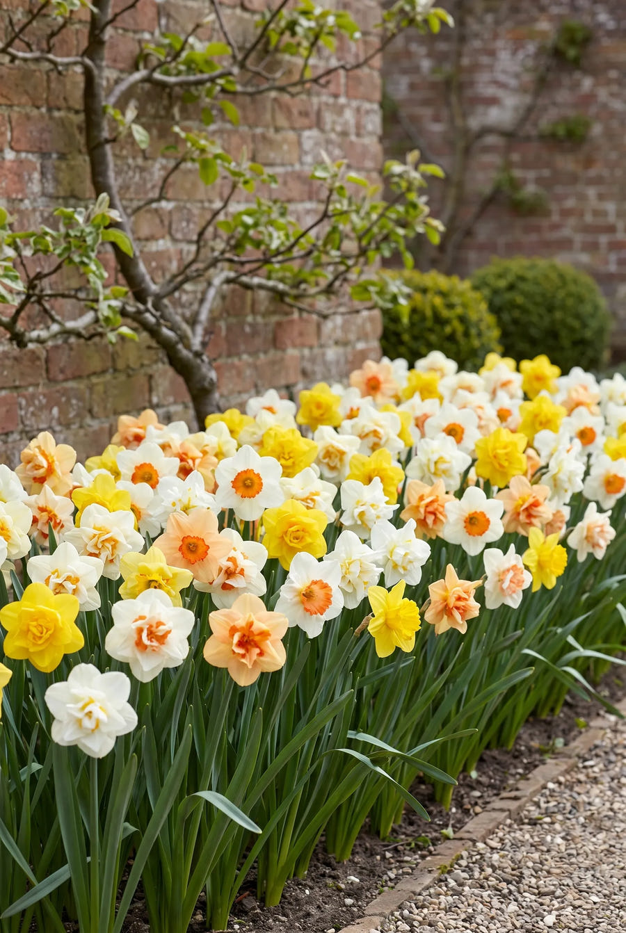 Narcissus Double Mixed — groep in de tuinborder