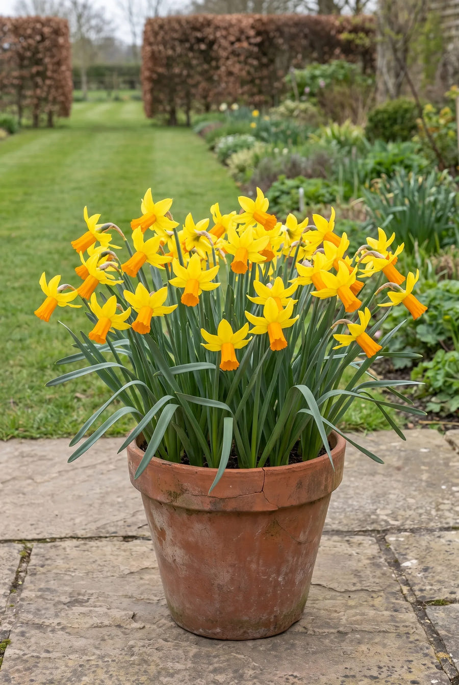 Narcissus Jetfire — in pot op terras
