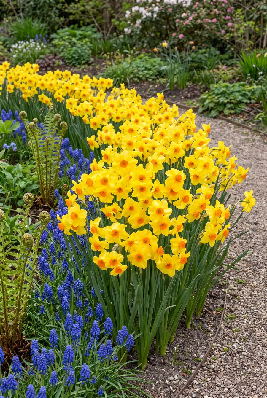 Narcissus Martinette — groep in de tuinborder