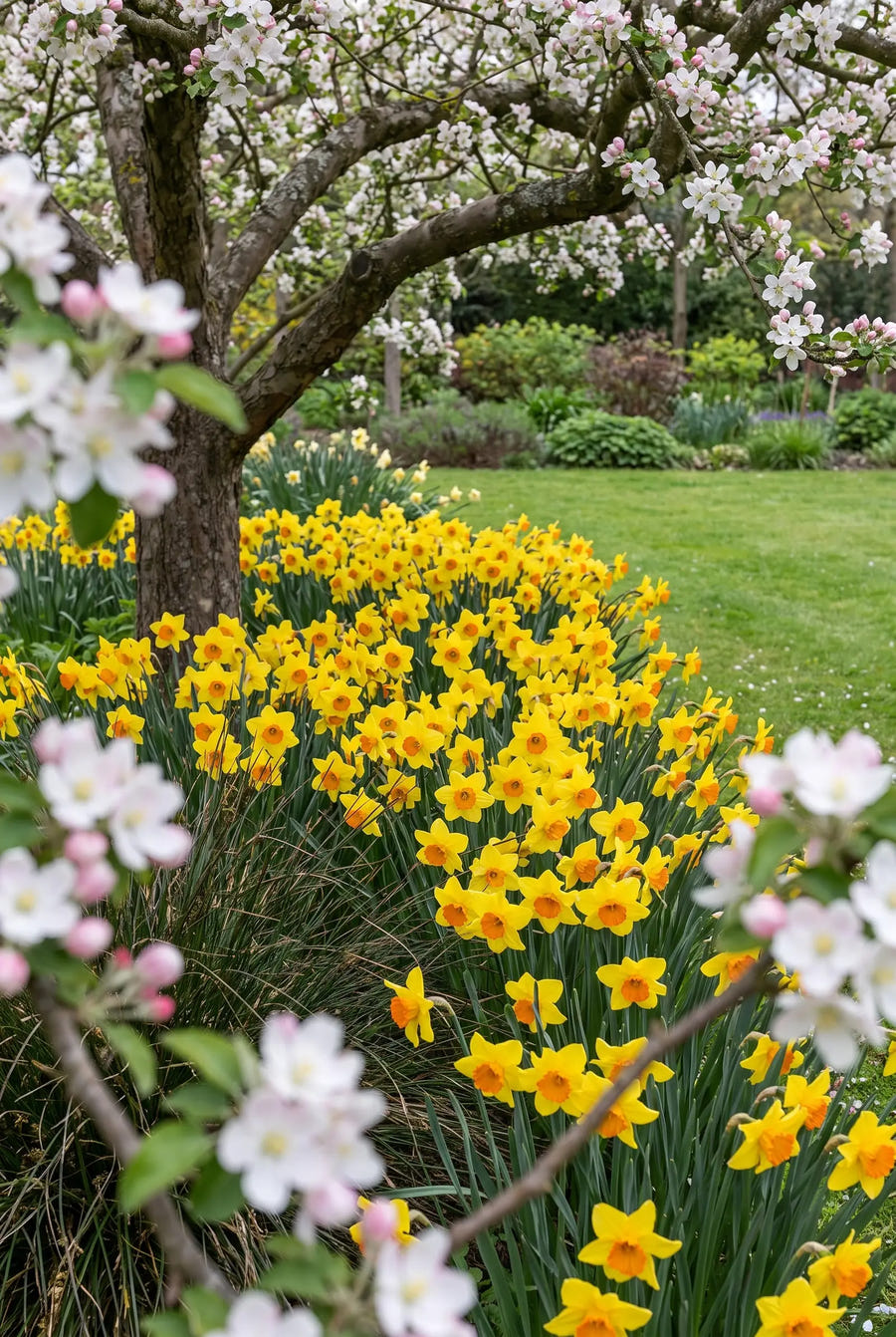 Narcissus Suzy — groep in de tuinborder