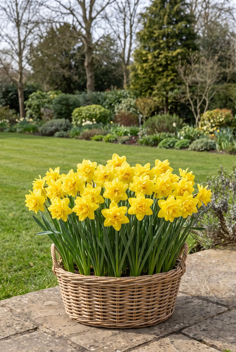 Narcissus Tete de Luxe — in pot op terras