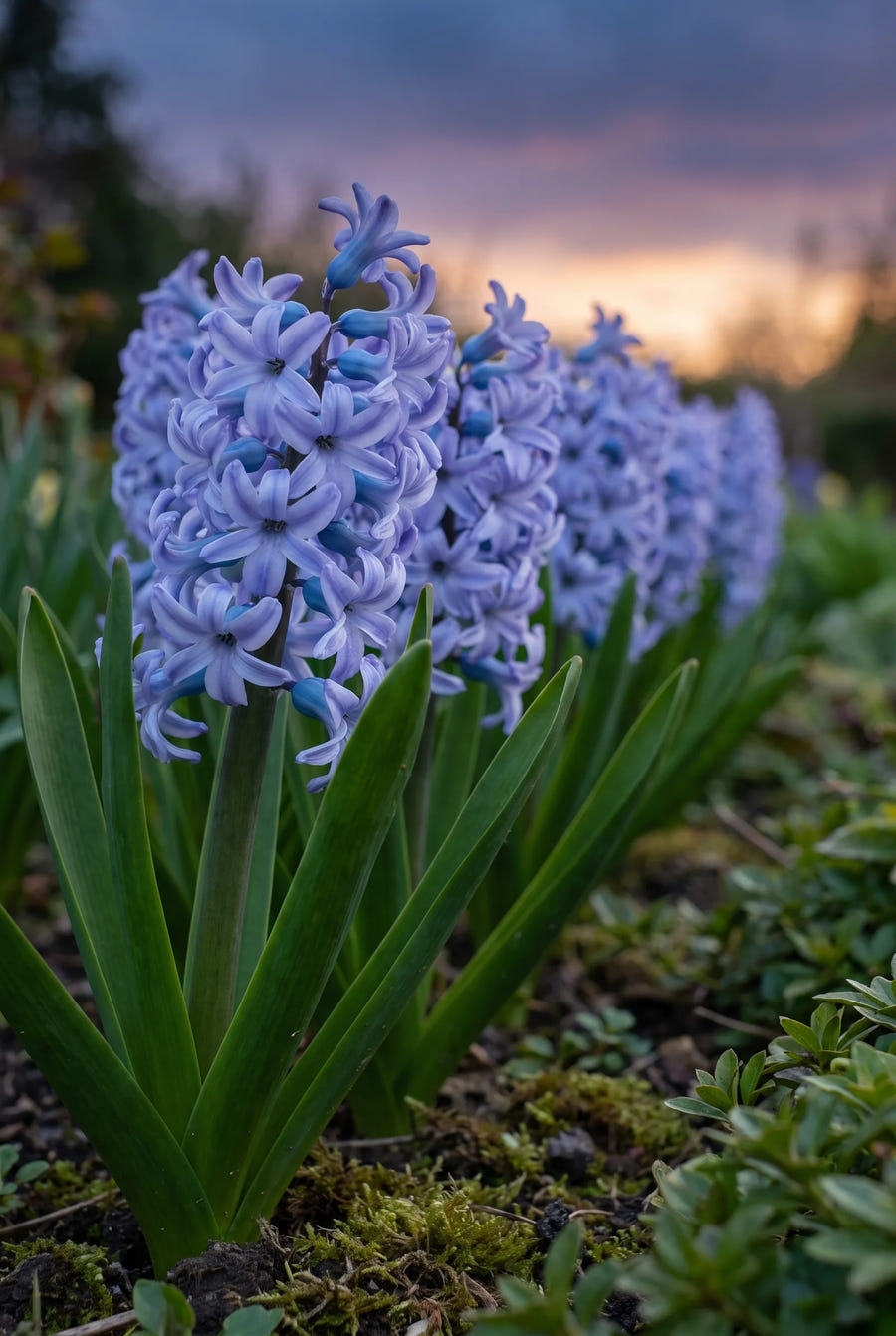 Hyacinthus Delft Blue — in de tuin
