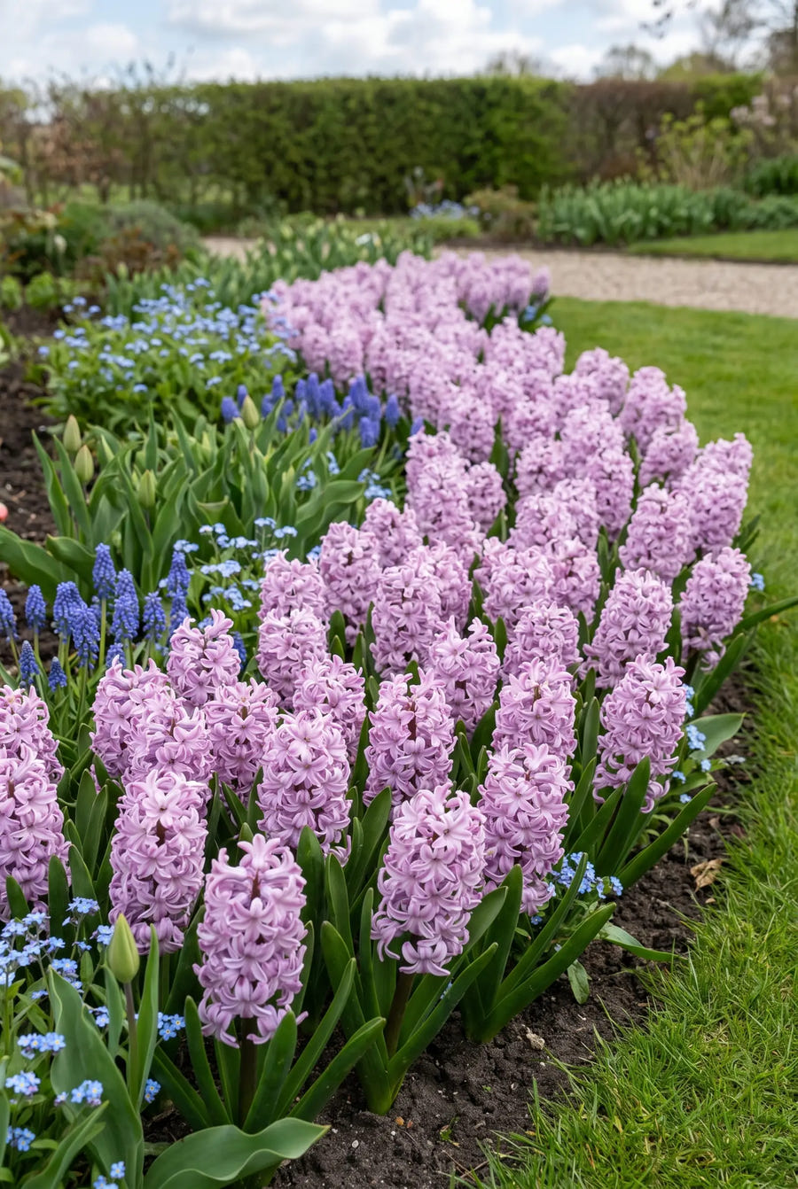 Hyacinthus Splendid Cornelia — groep in de tuinborder