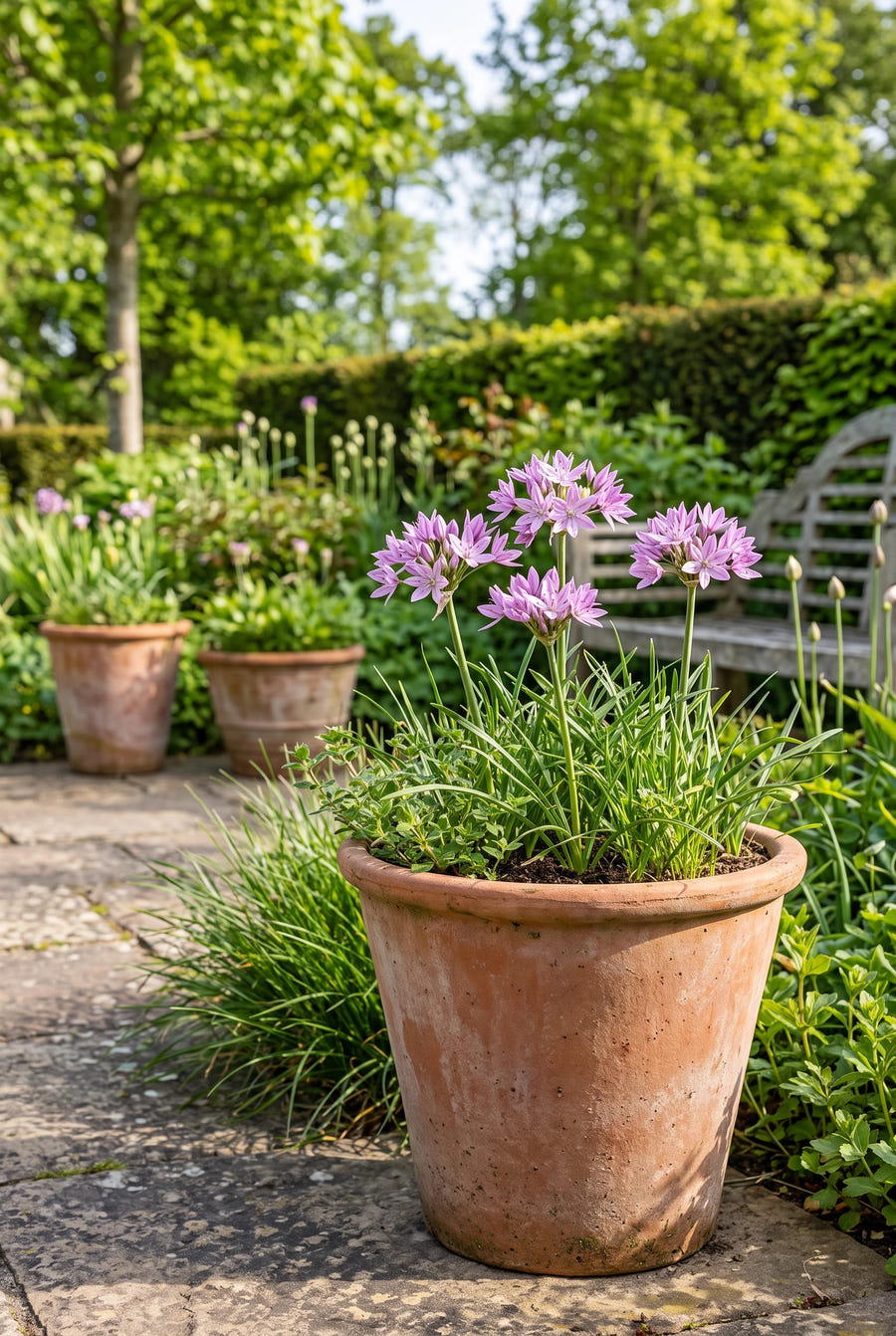 Allium Eros — in pot op het terras