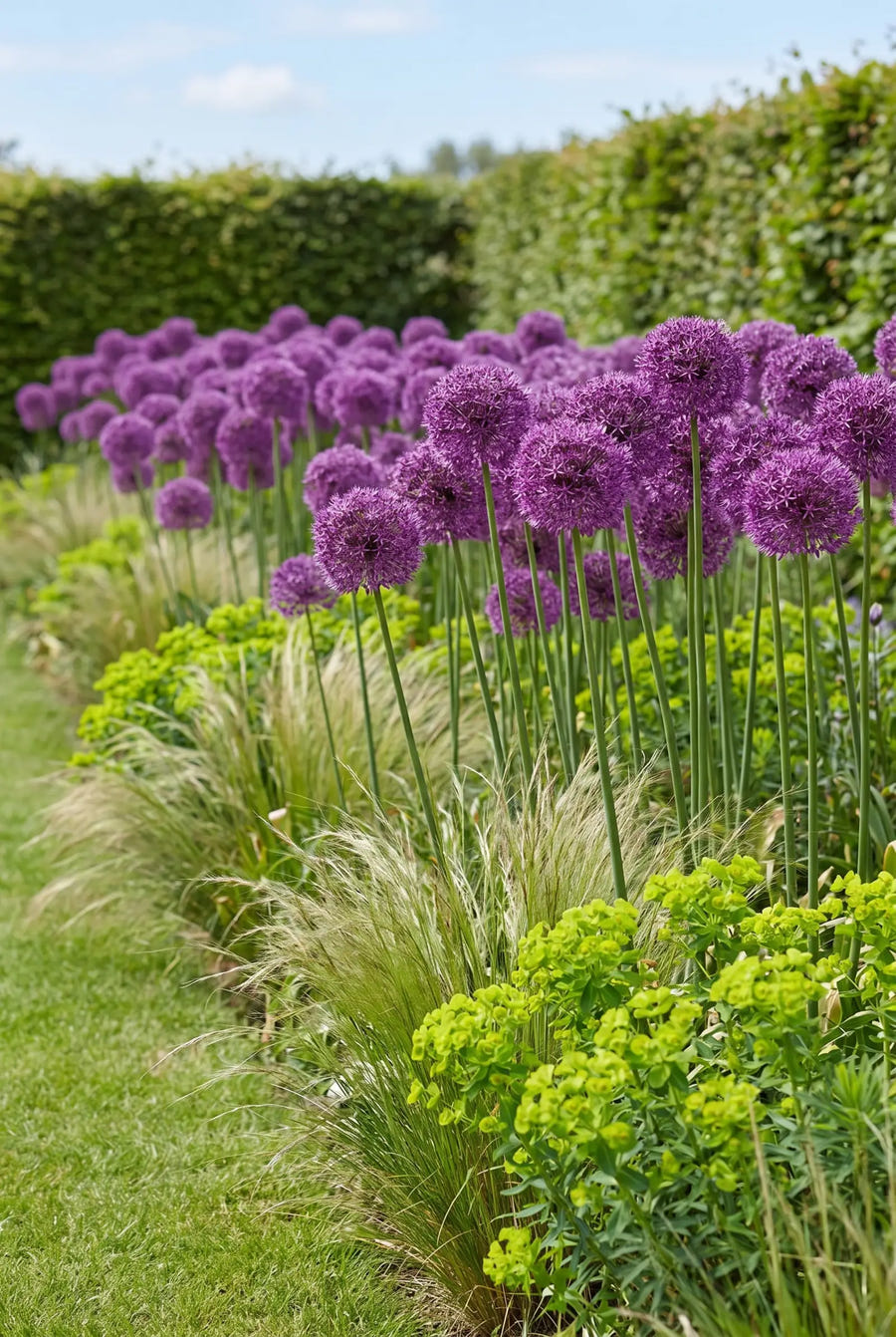 Allium Globemaster — groep in de tuinborder