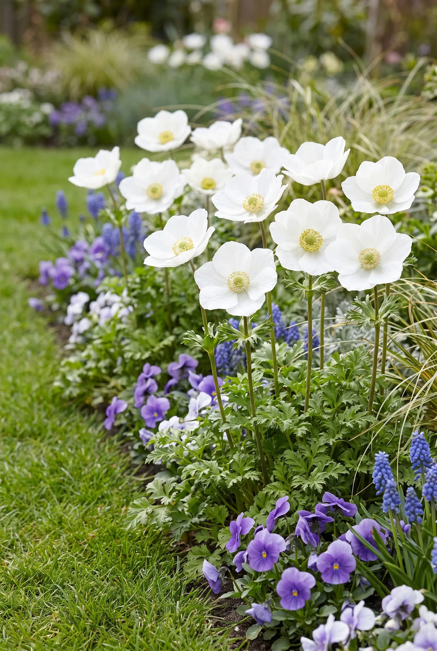 Anemone Bride — groep in de tuinborder