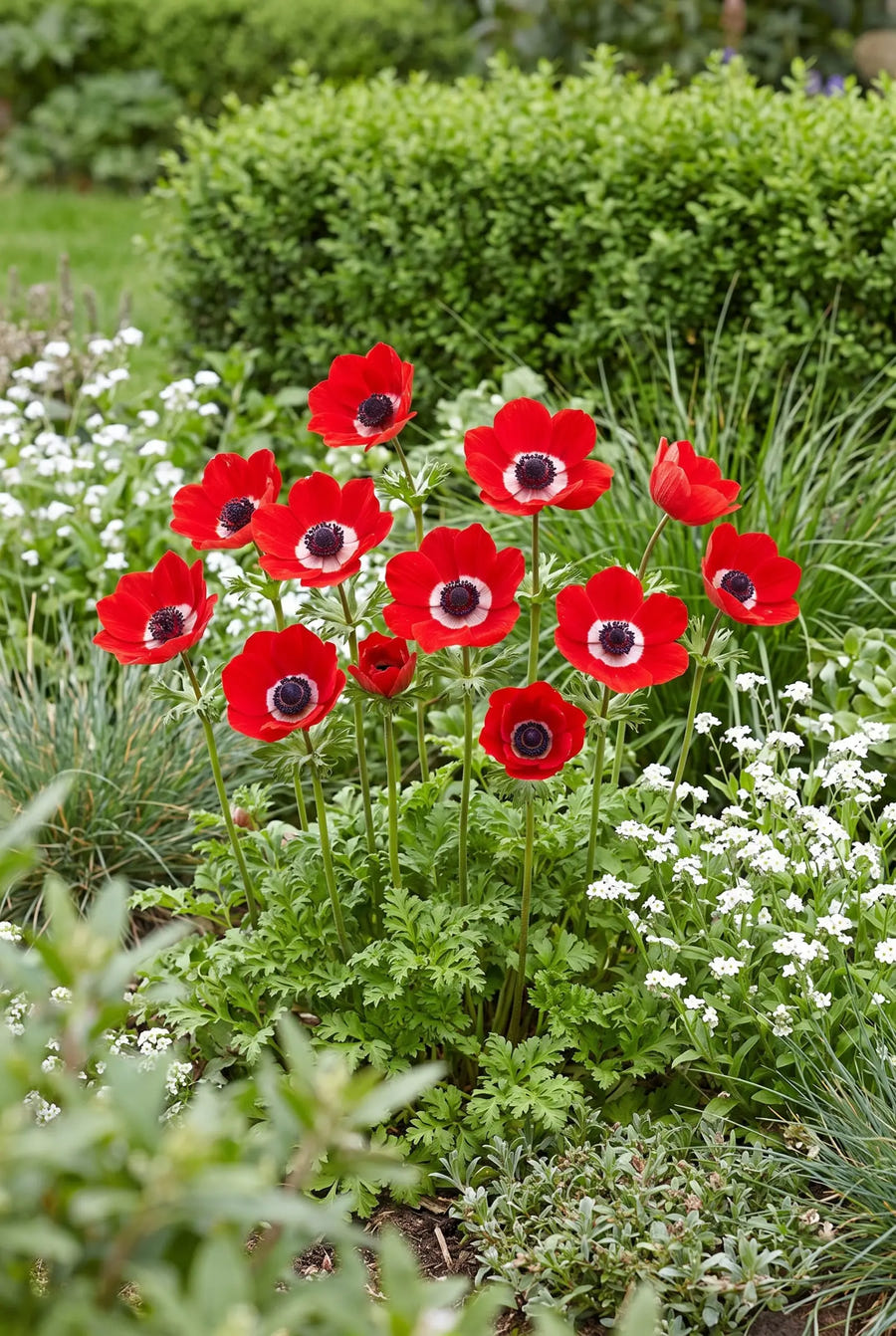 Anemone Hollandia — groep in de tuinborder