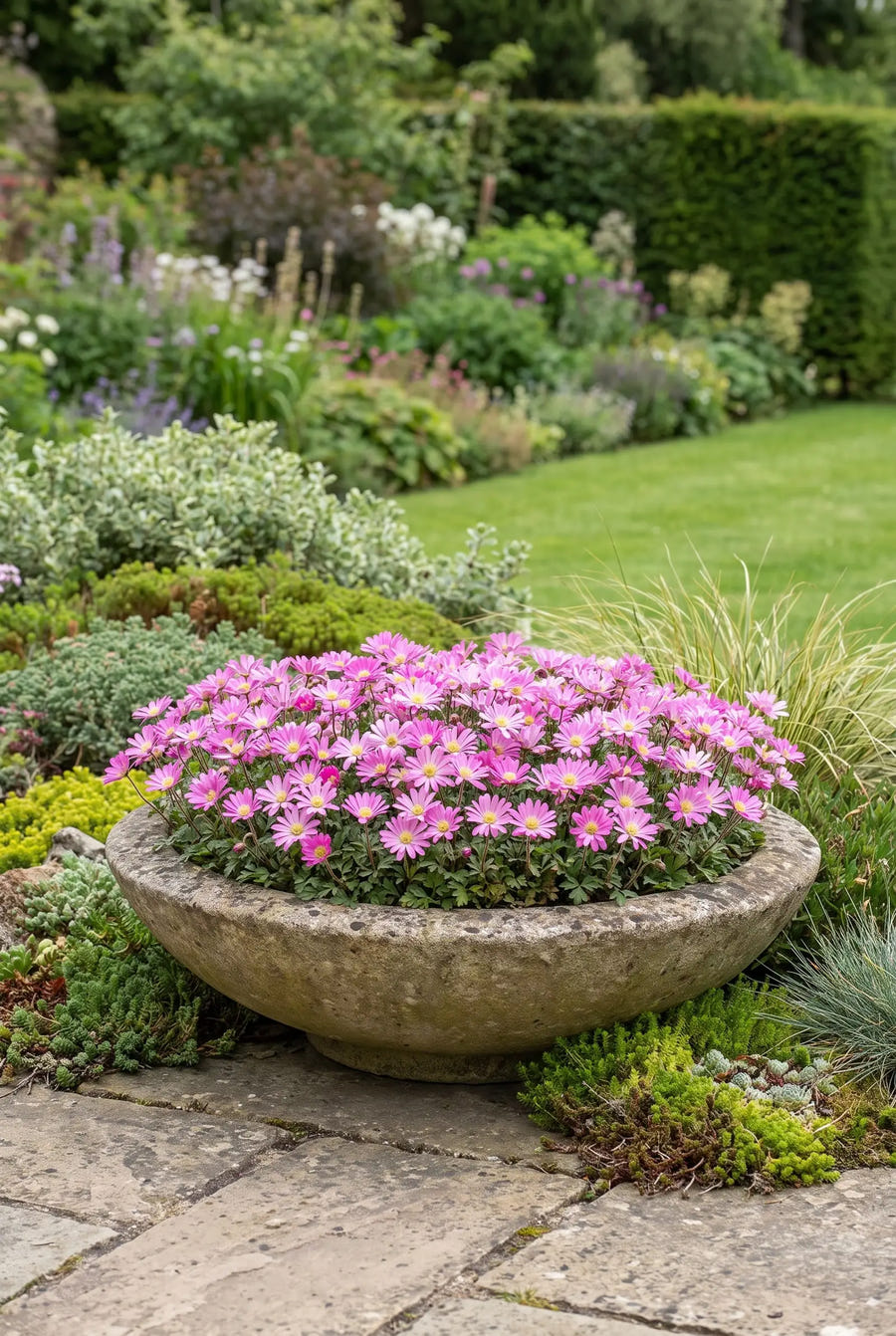 Anemone Pink Star — in pot op terras