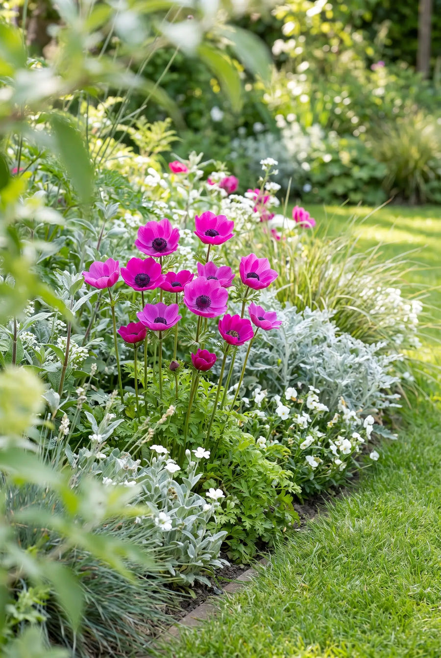 Anemone Sylphide — groep in de tuinborder