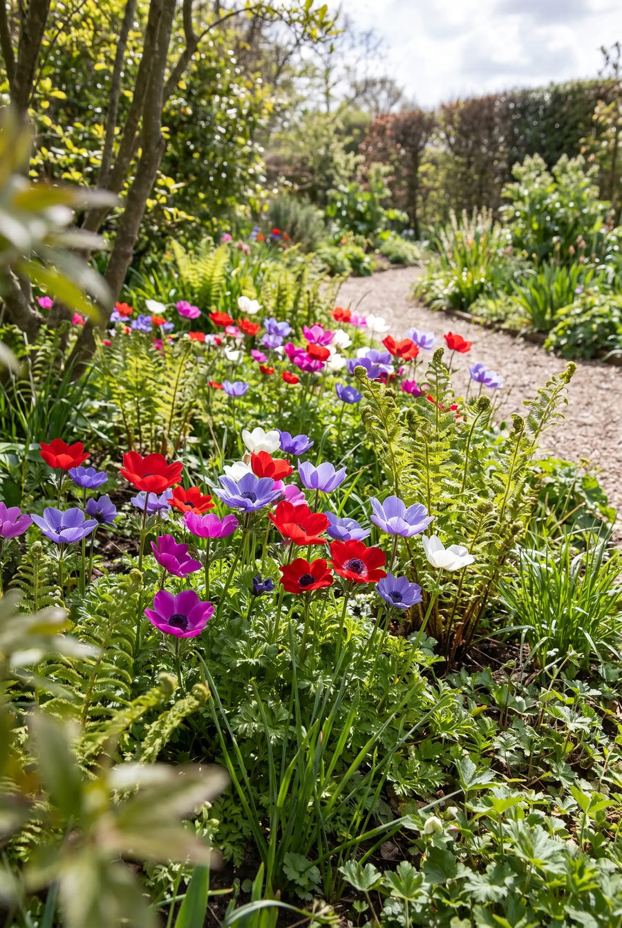 Anemone De Caen Mixed — groep in de tuinborder