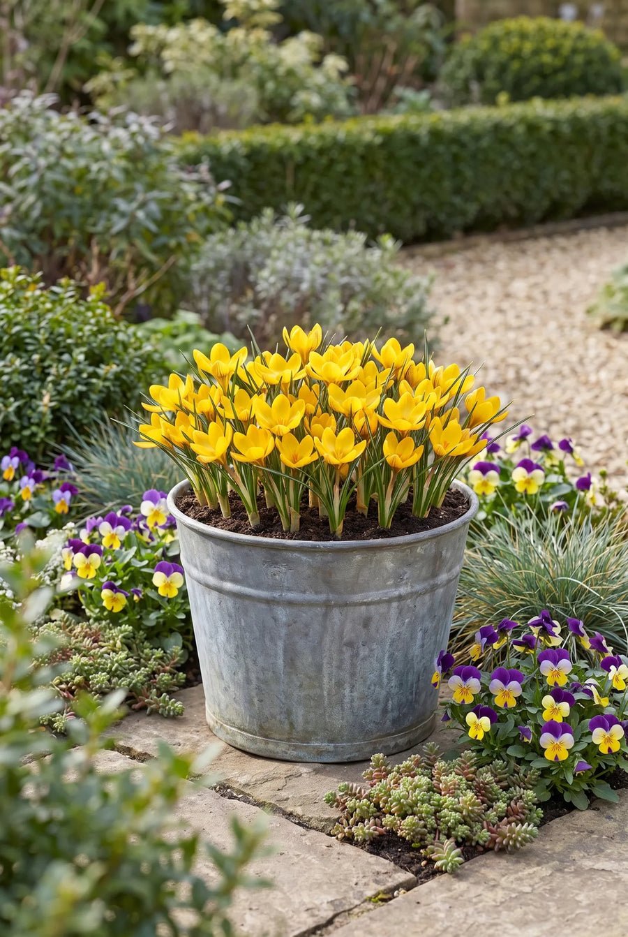 Crocus Dorothy — in pot op terras