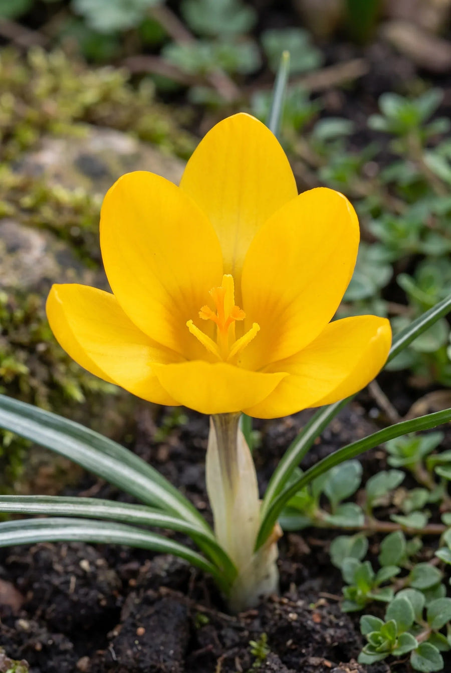 Crocus Golden Yellow — close-up van de bloem