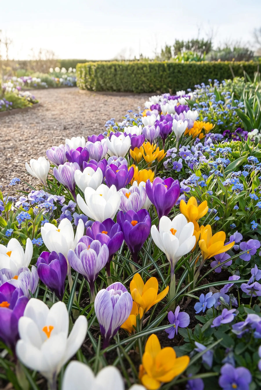 Crocus Vernus Mixed — groep in de tuinborder