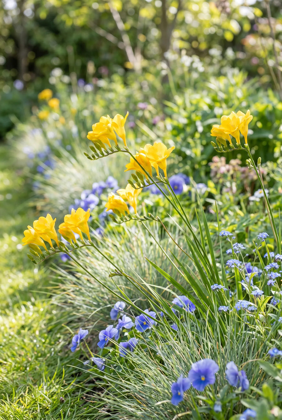 Freesia Yellow — in de border