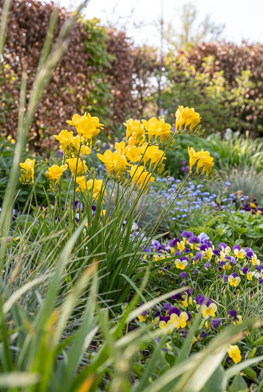 Freesia Yellow — in de tuin