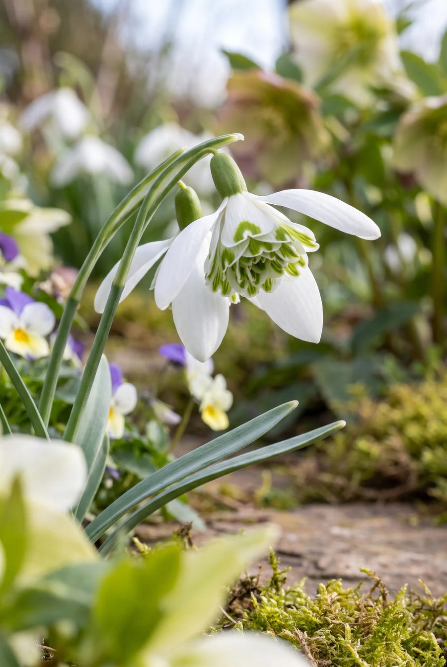 Galanthus Flore Pleno — close-up van de bloem