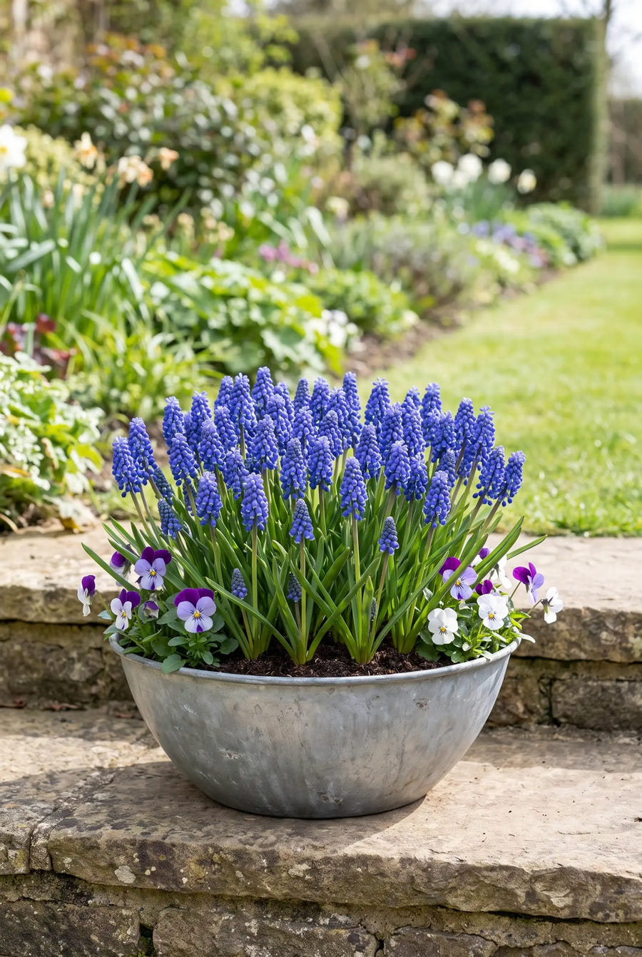 Muscari Armeniacum — in pot op terras