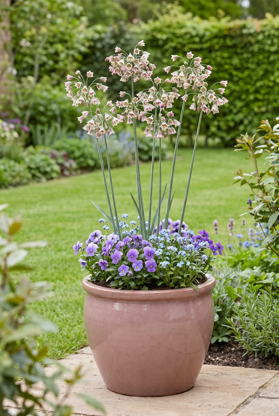 Nectaroscordum Siculum ssp. Bulgaricum — in pot op terras