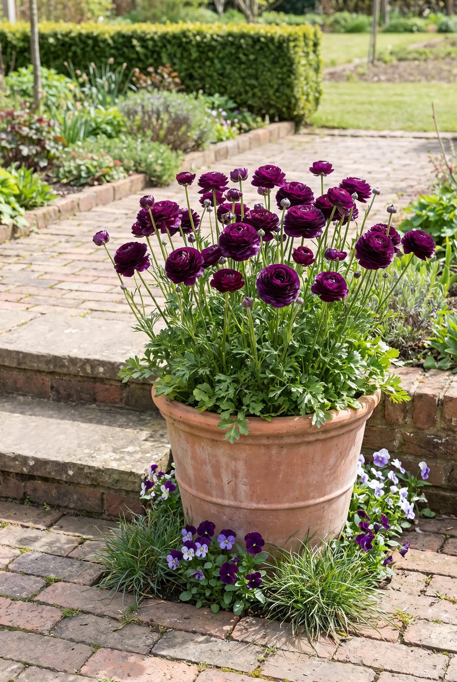 Ranunculus Purple — in pot op terras