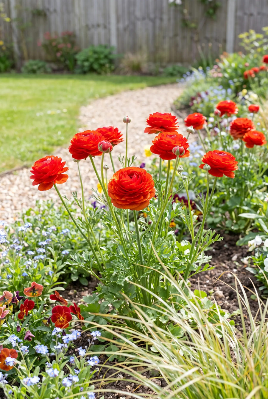 Ranunculus Red — in de border