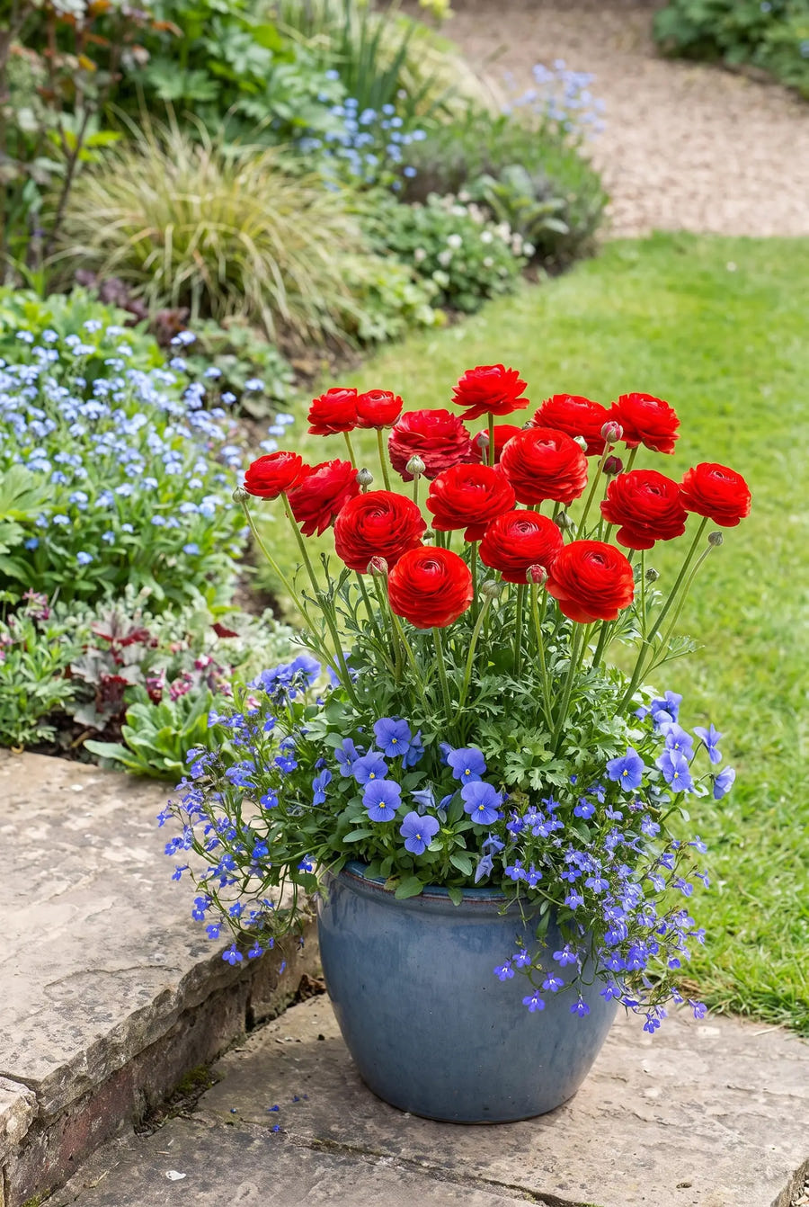 Ranunculus Red — in pot op terras