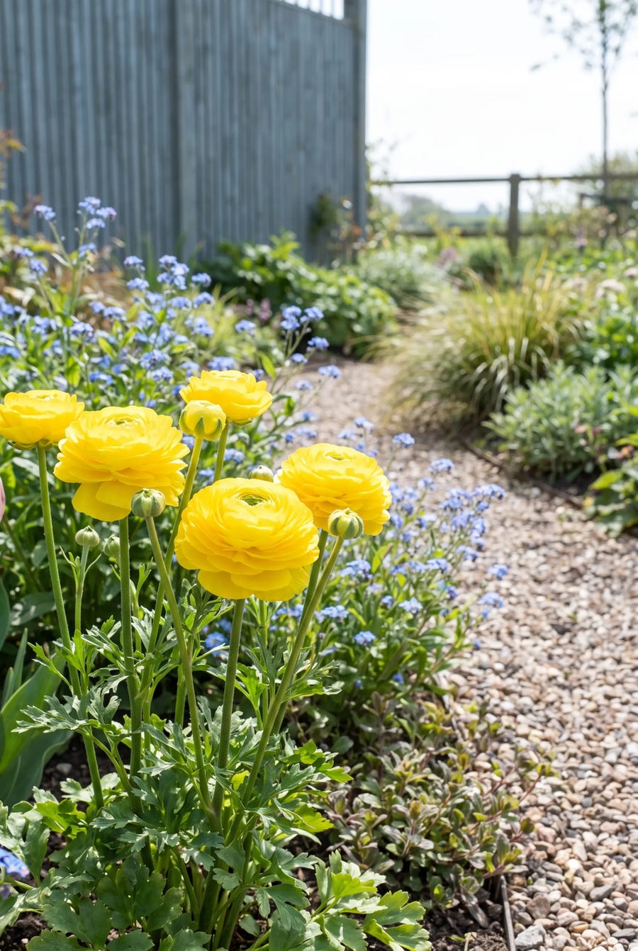 Ranunculus Yellow — in de border