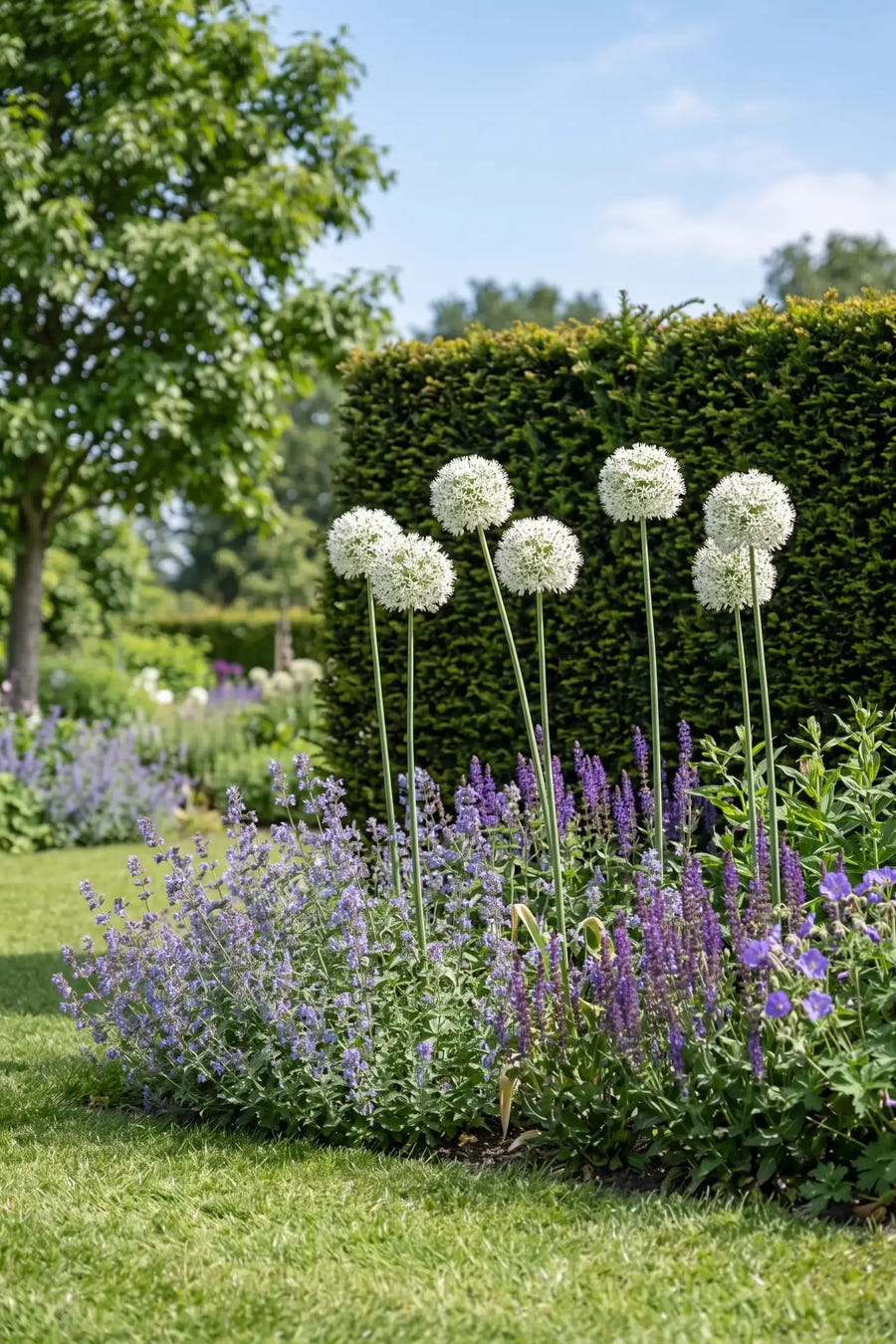 Allium Mount Everest — in de border, extra beeld