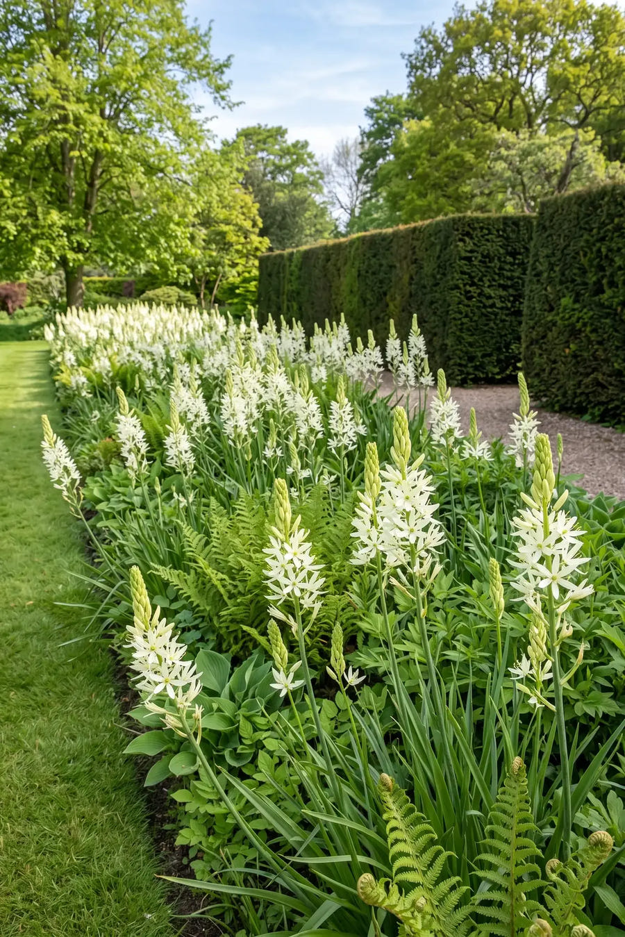 Camassia Leichtlinii Alba — groep in de tuinborder