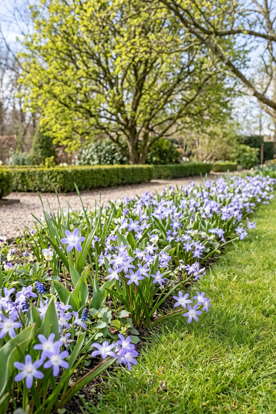Chionodoxa Luciliae — groep in de tuinborder, extra beeld
