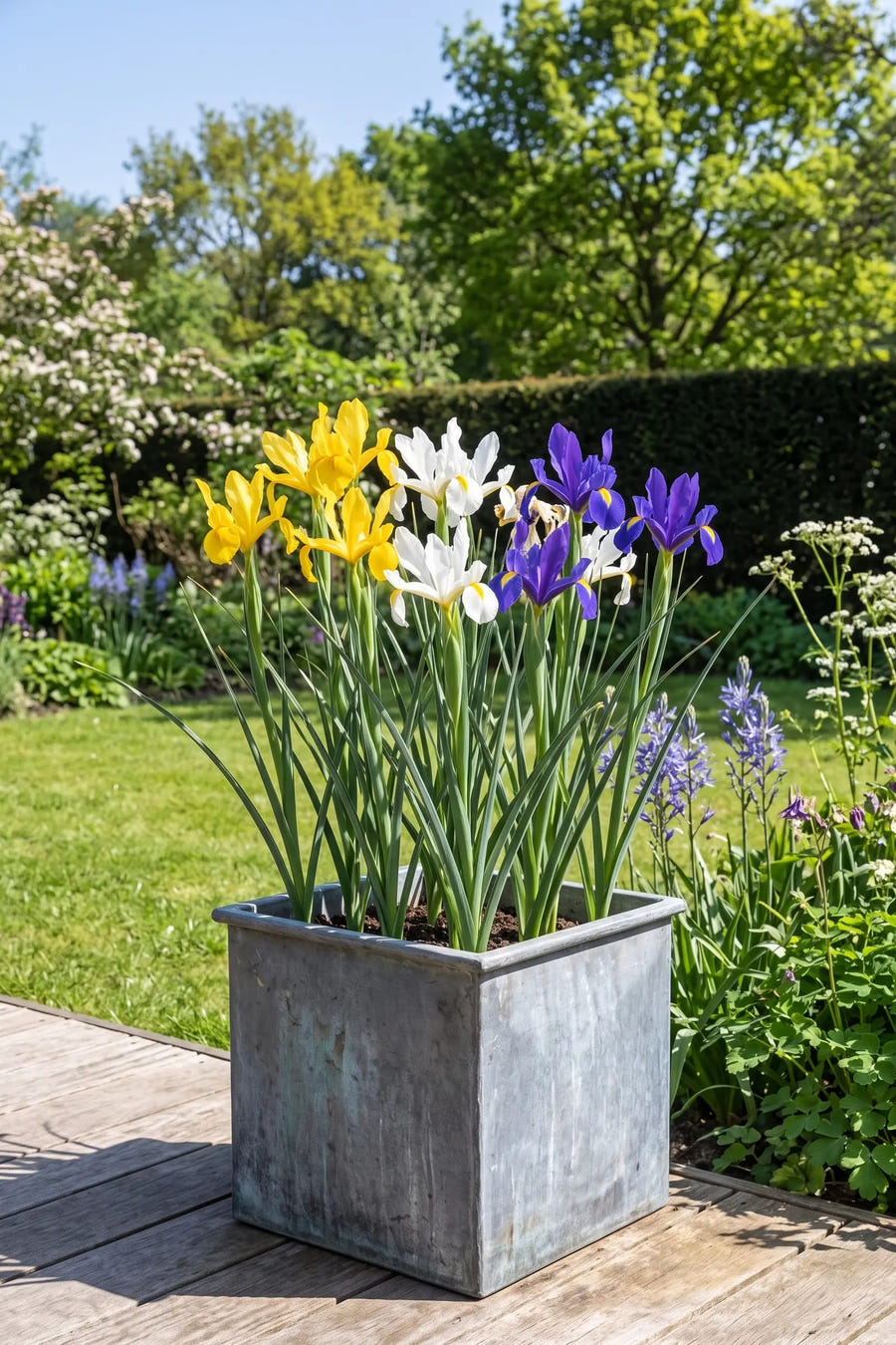 Iris Hollandica Mixed — in pot op terras, extra beeld
